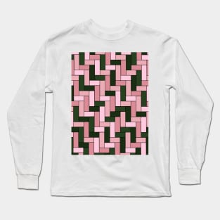 Tiled Design in Pinks and Greens Long Sleeve T-Shirt